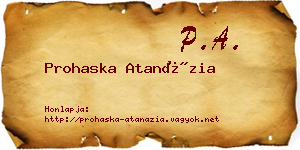 Prohaska Atanázia névjegykártya